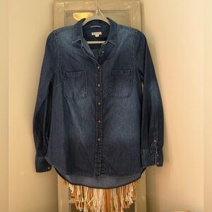 Denim chambray button up top size medium